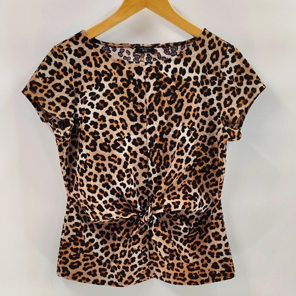 Ann Taylor Petite Leopard Pullover Blouse With Front Tie *Read Below* LP - Picture 1 of 7